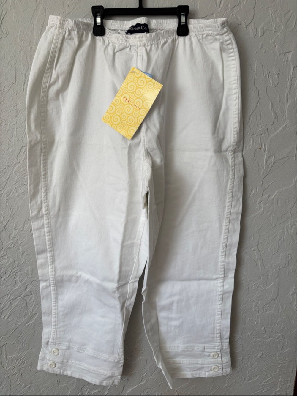 Denim & Co. White Cropped Pants with Elastic Waist QVC capris Pants NWT